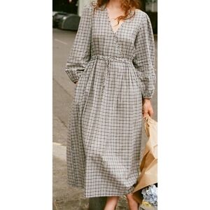 Christy Dawn The Saunders Dress in Slate Gingham, XS, NWT